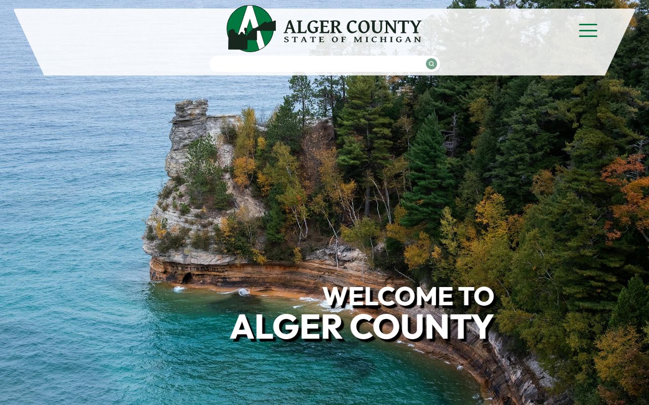 Alger County government homepage for accessing court records in Munising