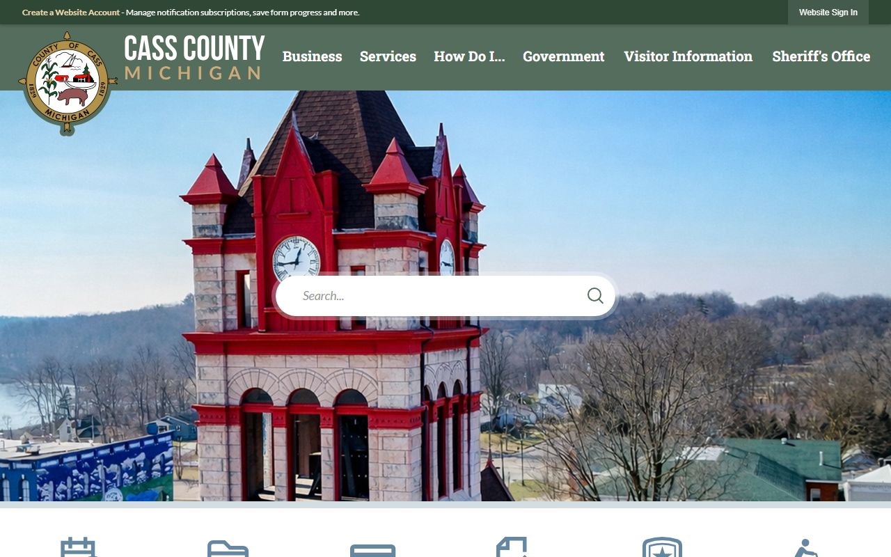 Cass County website showing clerk and court records information
