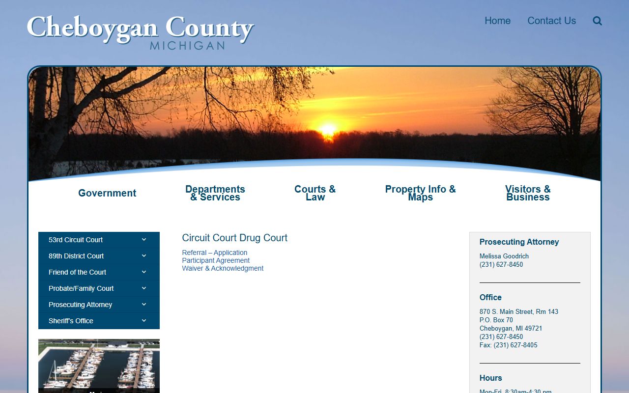 Cheboygan County Circuit Court page showing court records access