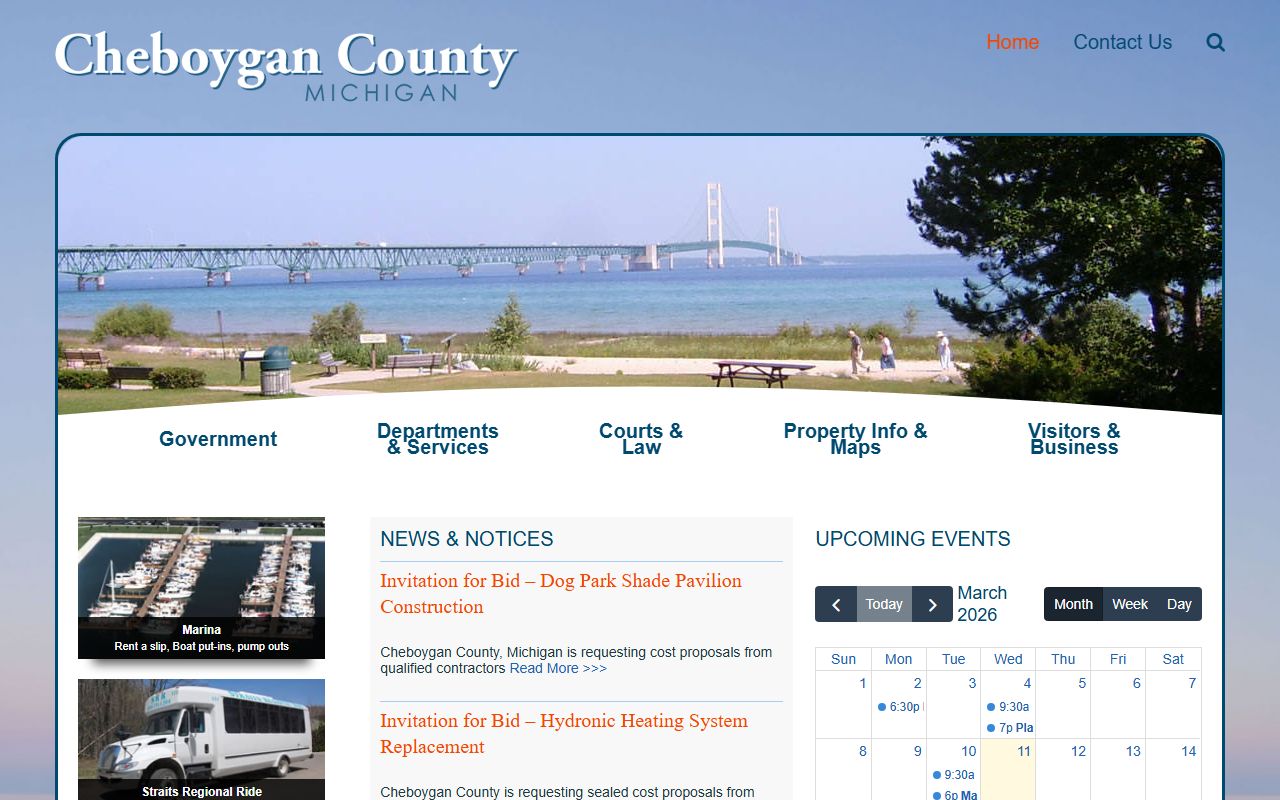 Cheboygan County website with court records and clerk office information