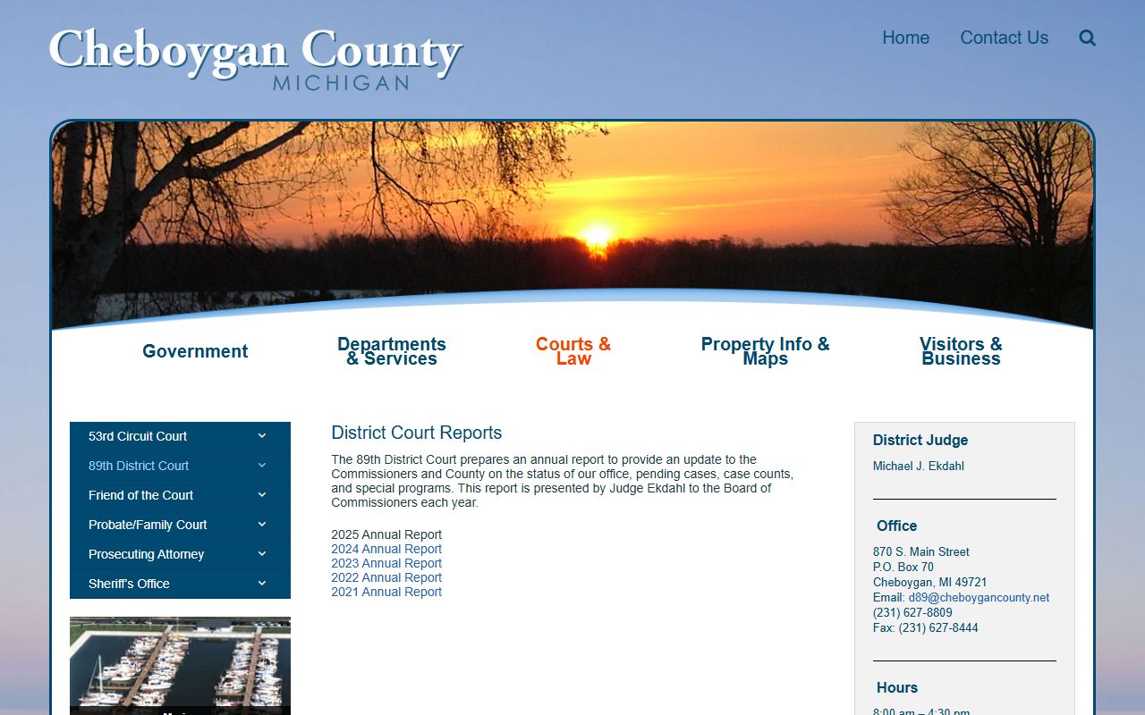 Cheboygan County 89th District Court page for court records