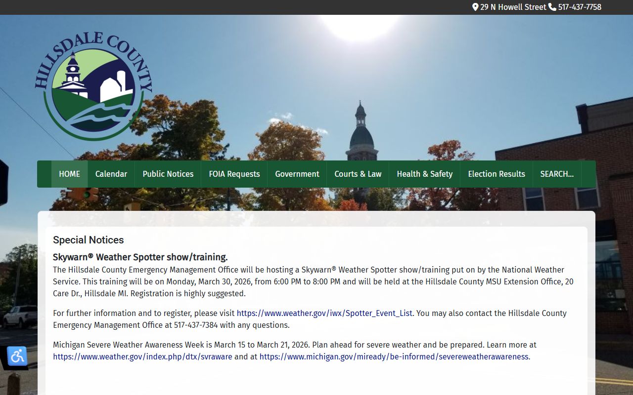 Hillsdale County website for court records