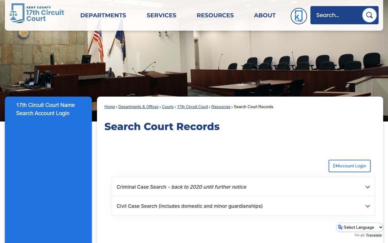 Kent County circuit court records search portal