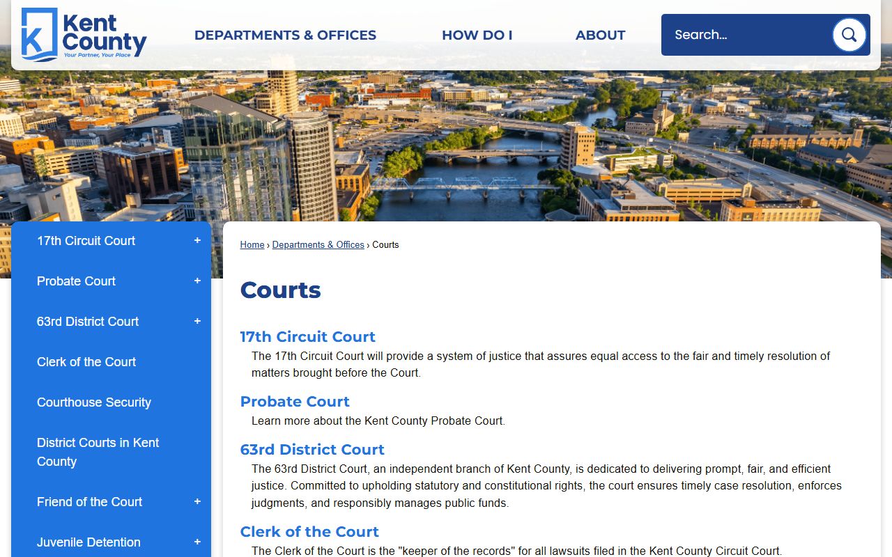 AccessKent courts page for Kent County court records