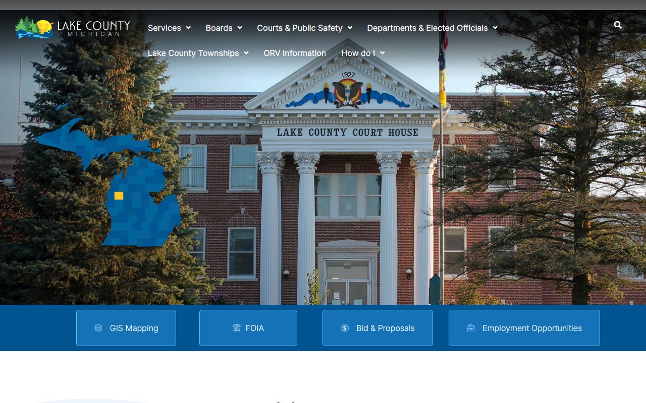 Lake County Michigan homepage for court records access