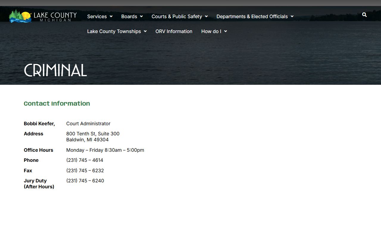 Lake County district court page for searching court records