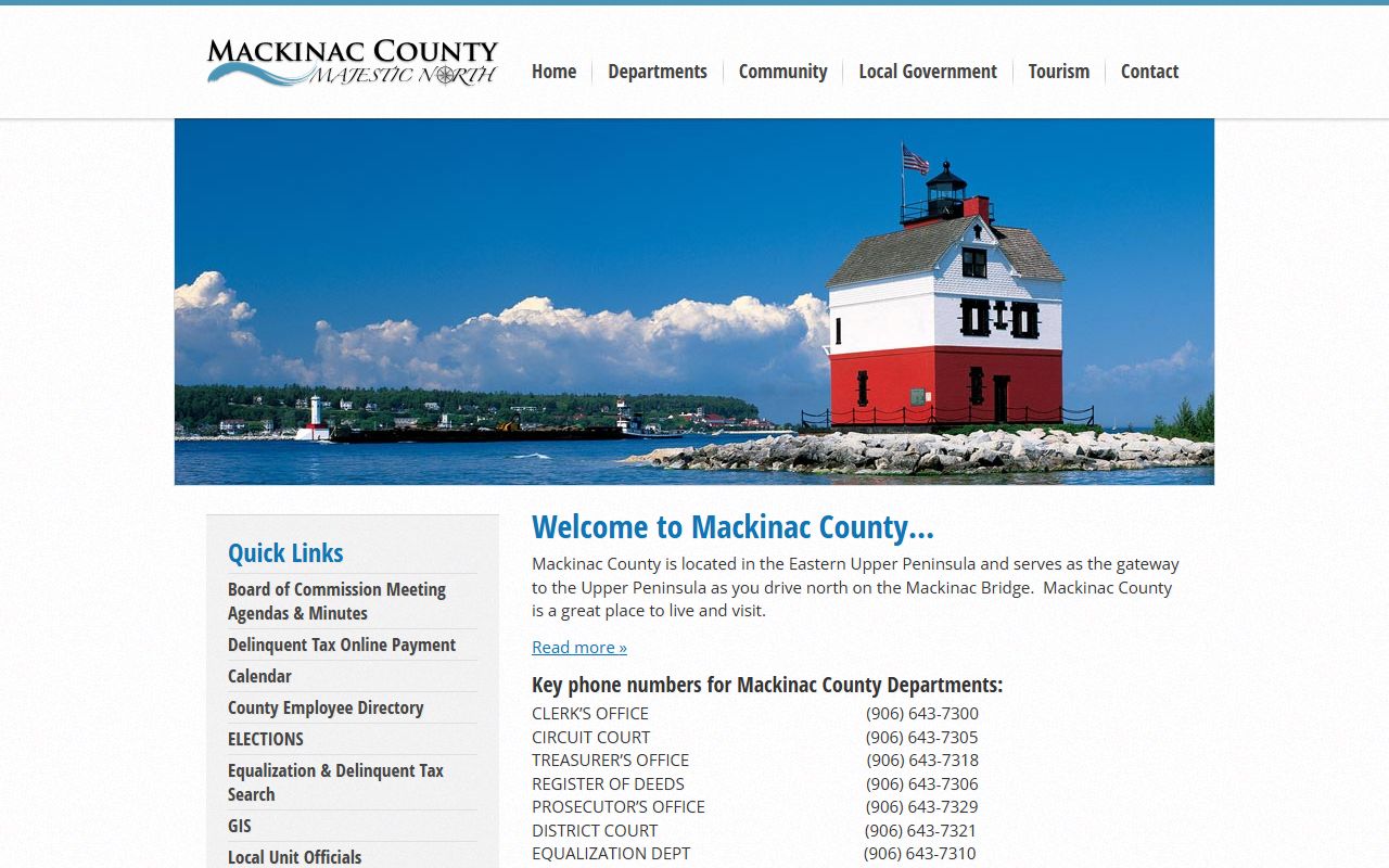Mackinac County homepage with court records information