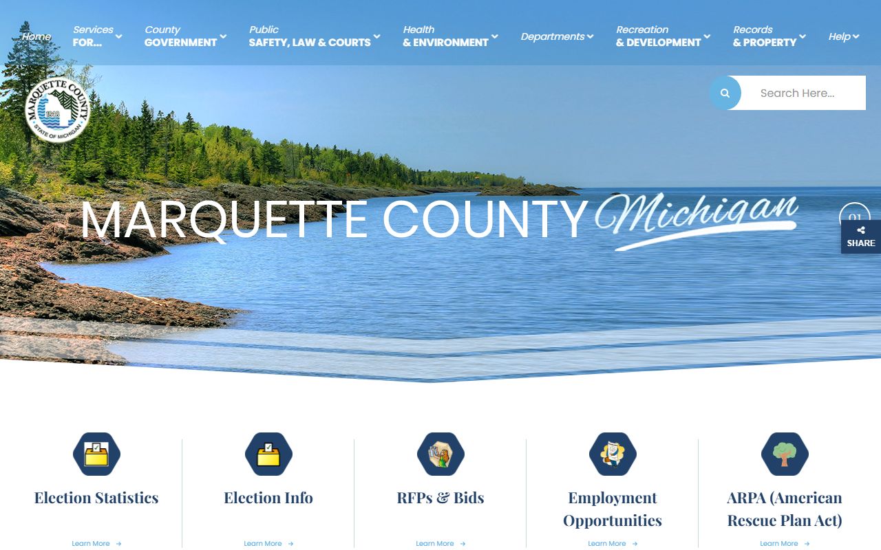 Marquette County website with court records links and contact information