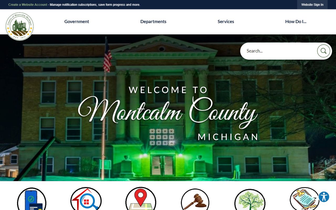 Montcalm County homepage showing court records resources