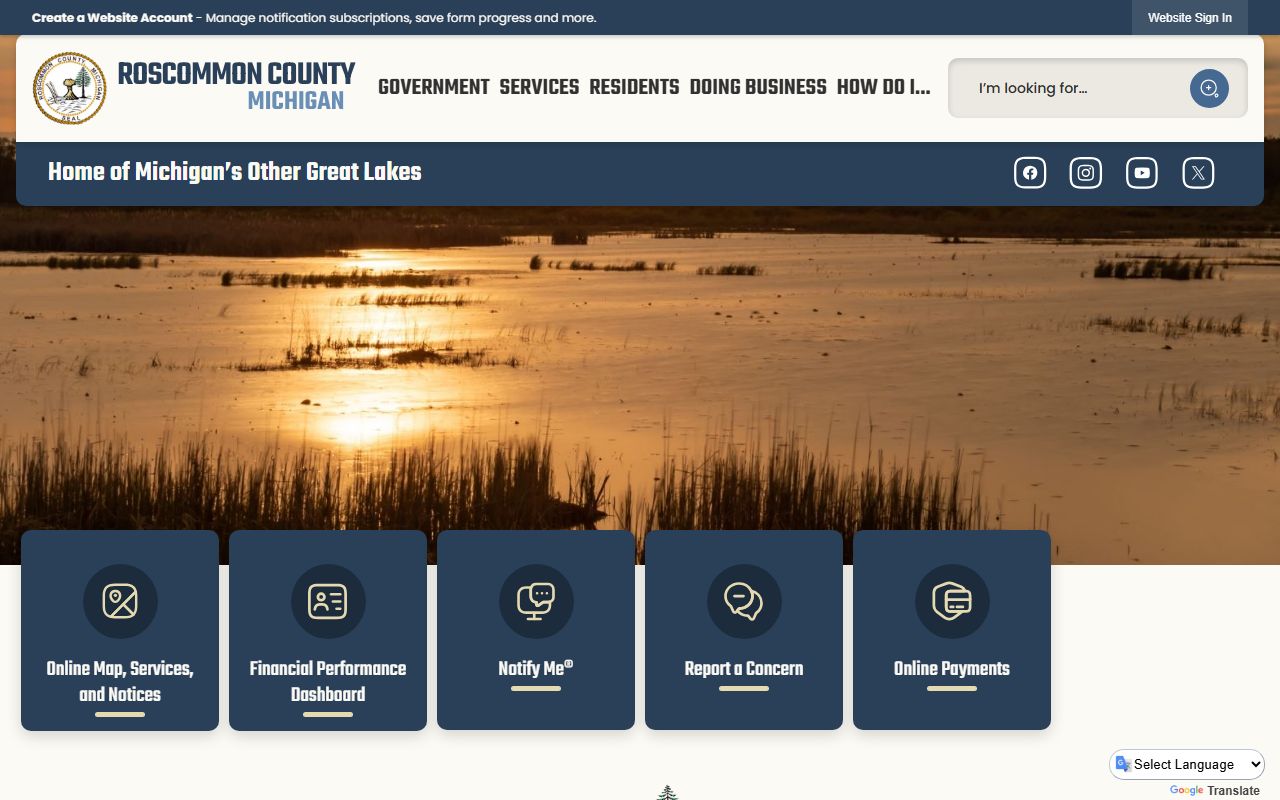 Roscommon County website showing court records and clerk information
