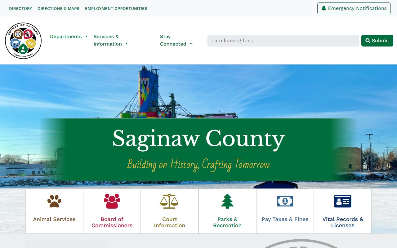 Saginaw County website with court records access information