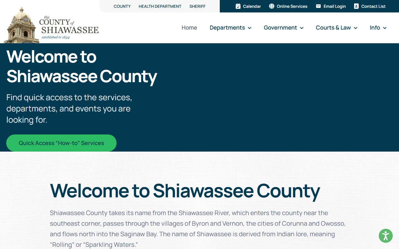 Shiawassee County website for court records access in Corunna Michigan
