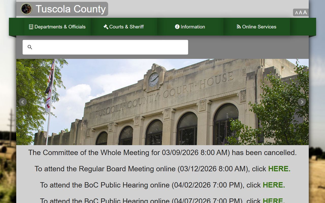 Tuscola County website for court records access in Caro Michigan