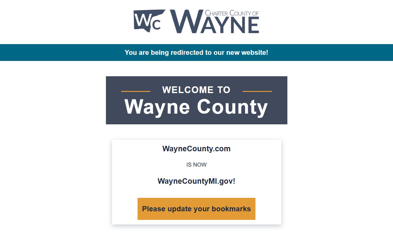 Wayne County homepage with links to court resources and records