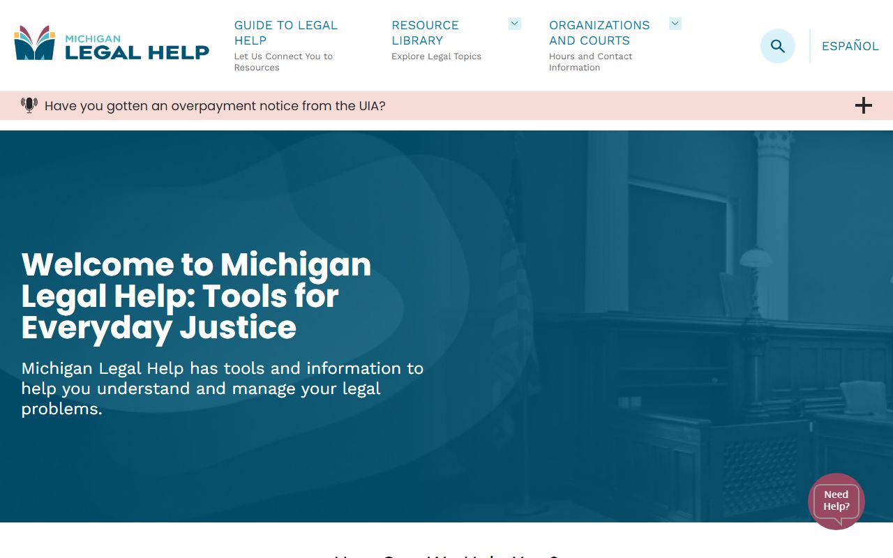 Michigan Legal Help website for court record self-help